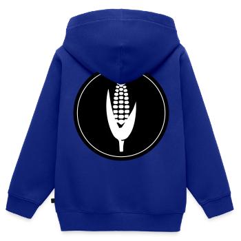 Symbole du maïs - Sweat Premium à capuche zippé enfant bio - bleu roi - Dos - AI Model Kid Male (0cm)