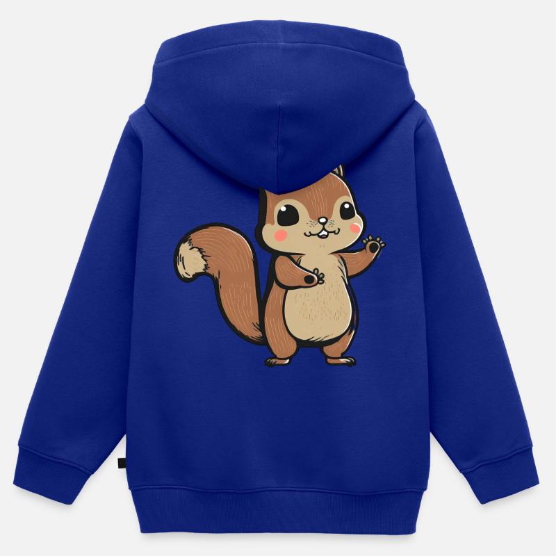 Kawaii Eichhörnchen, Hörnchen, Backenhörnchen - Kinder Premium Organic Zip Hoodie - Royalblau