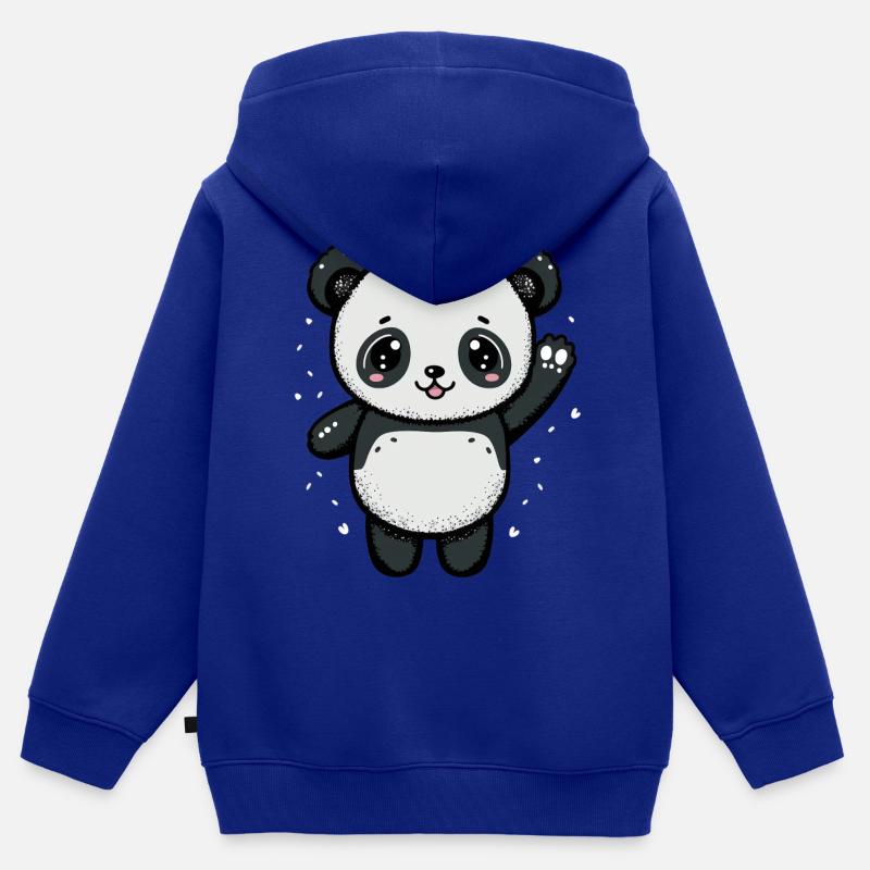 Kawaii Panda, aimer - Sweat Premium à capuche zippé enfant bio - bleu roi