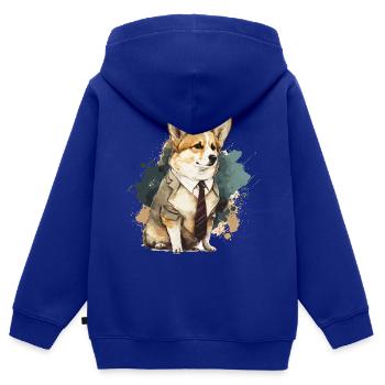 Corgi im weißen Anzug - Kinder Premium Organic Zip Hoodie - Royalblau - Hinten - AI Model Kid Male (0cm)