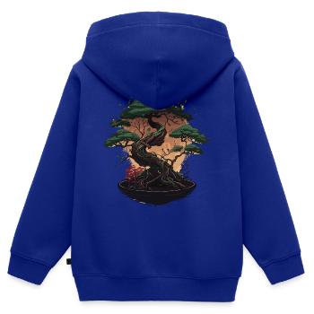 Winziger Bonsai-Baum - Kinder Premium Organic Zip Hoodie - Royalblau - Hinten - AI Model Kid Male (0cm)