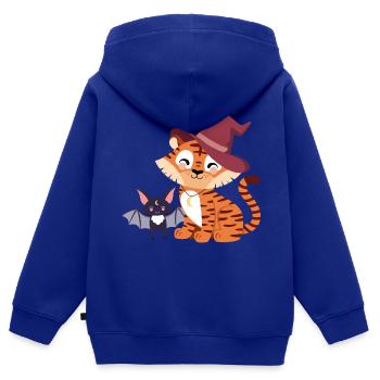 Tiger with bat - Kids Premium Organic Zip-up Hoodie - royal blue - Back - AI Model Kid Male (0cm)