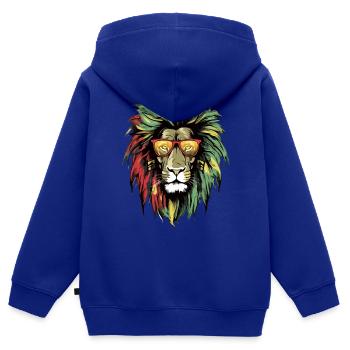 Kimo Rasta Lion - Kids Premium Organic Zip-up Hoodie - royal blue - Back - AI Model Kid Male (0cm)