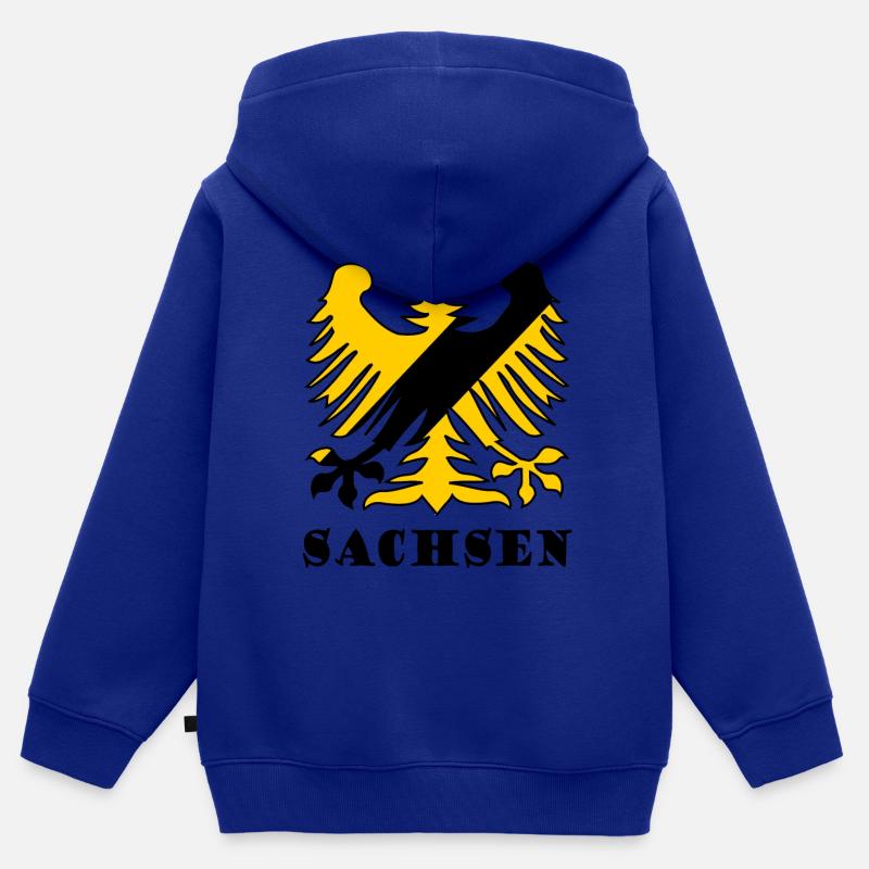 Les Saxons à l’Est - Sweat Premium à capuche zippé enfant bio - bleu roi