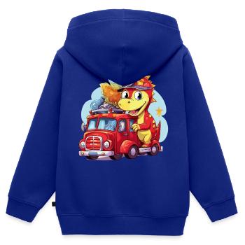 Dinosaur Fire Brigade Adventure - Dragon - Kids Premium Organic Zip-up Hoodie - royal blue - Back - AI Model Kid Male (0cm)