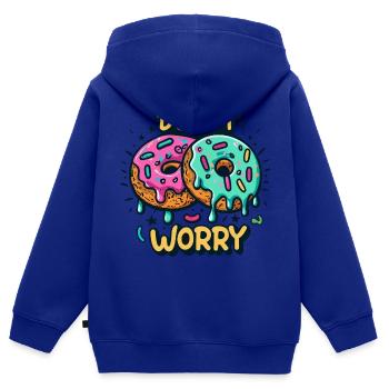 Donut worry - Kids Premium Organic Zip-up Hoodie - royal blue - Back - AI Model Kid Male (0cm)