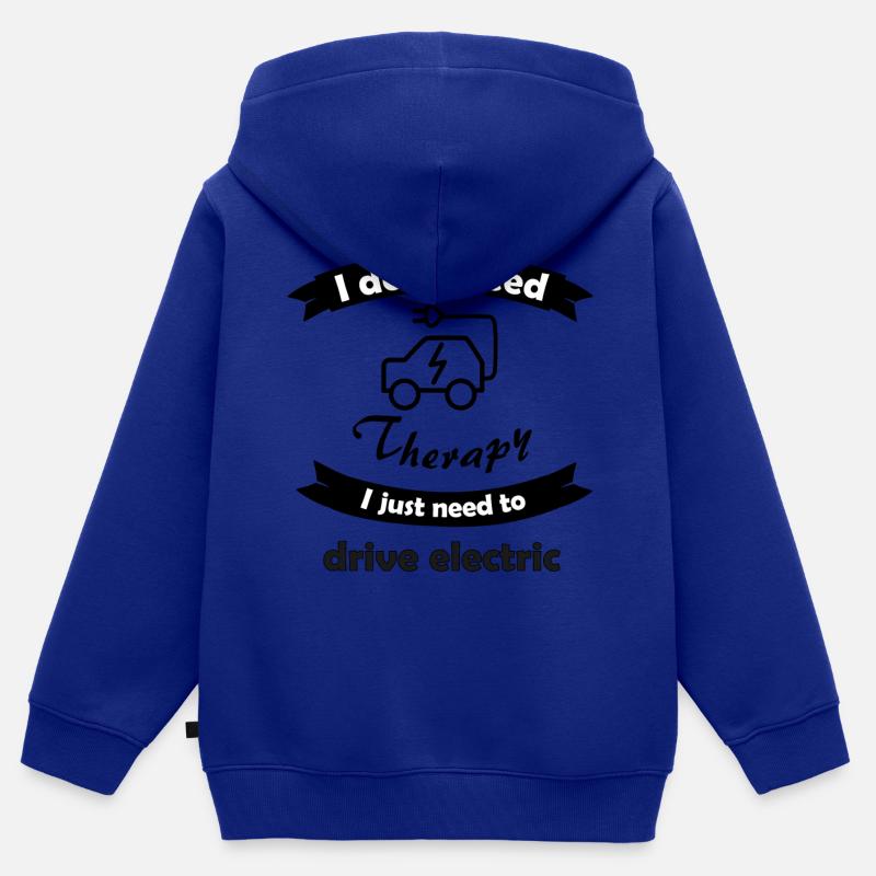 Conduire des voitures électriques - Sweat Premium à capuche zippé enfant bio - bleu roi