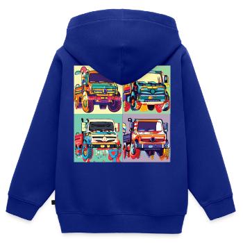 Unimog - Modern - Warhol - Universal Motorgerät - Kinder Premium Organic Zip Hoodie - Royalblau - Hinten - AI Model Kid Male (0cm)