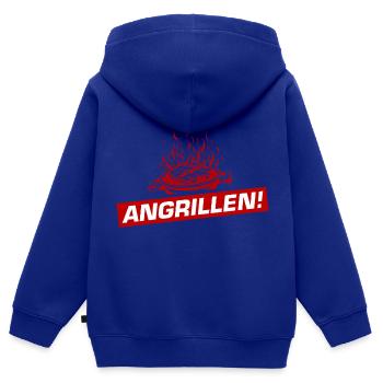 Grillades Barbecue Barbecue - Sweat Premium à capuche zippé enfant bio - bleu roi - Dos - AI Model Kid Male (0cm)