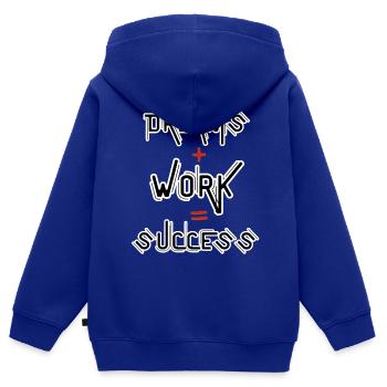 Rêves + Travail = Succès - Sweat Premium à capuche zippé enfant bio - bleu roi - Dos - AI Model Kid Male (0cm)