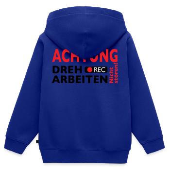 Achtung Dreharbeiten - Nicht stören! - Kinder Premium Organic Zip Hoodie - Royalblau - Hinten - AI Model Kid Male (0cm)