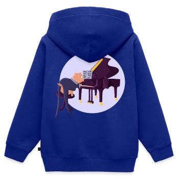 Piano à queue - Sweat Premium à capuche zippé enfant bio - bleu roi - Dos - AI Model Kid Male (0cm)