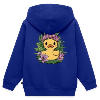 Kawaii-Entchen mit Orchideen und Lilien - Kinder Premium Organic Zip Hoodie - Royalblau - Hinten - AI Model Kid Male (0cm)