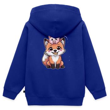 Kawaii Fuchs im Cartoon Stil mit Sparschwein - Kinder Premium Organic Zip Hoodie - Royalblau - Hinten - AI Model Kid Male (0cm)