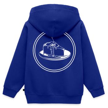 Cuisson du cheesecake - Sweat Premium à capuche zippé enfant bio - bleu roi - Dos - AI Model Kid Male (0cm)