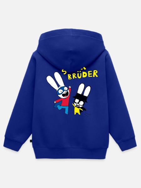 Simon Superhase Superbrüder - Kinder Premium Organic Zip Hoodie - Royalblau