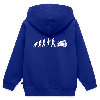 Motorrad Shirt · Evolution · Biker · Rennmaschine - Kinder Premium Organic Zip Hoodie - Royalblau - Hinten - AI Model Kid Male (0cm)