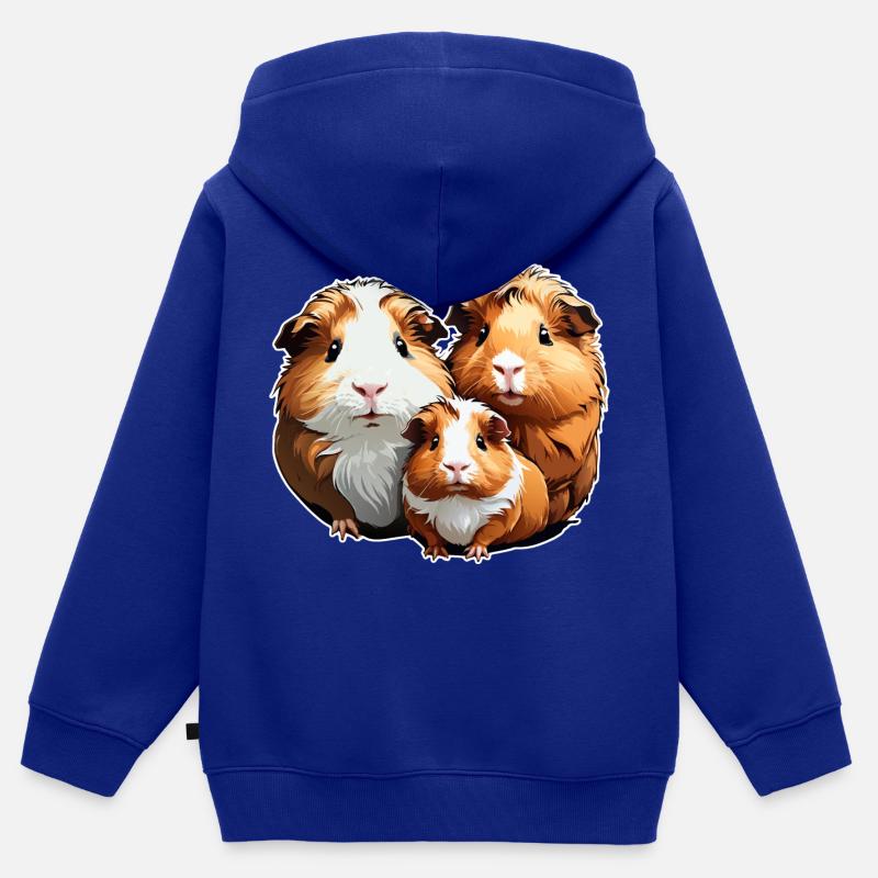 Trois mignons cochons d’Inde - Sweat Premium à capuche zippé enfant bio - bleu roi