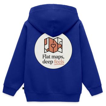 Flache Karten Deep Feels Geografie Kartografie - Kinder Premium Organic Zip Hoodie - Royalblau - Hinten - AI Model Kid Male (0cm)