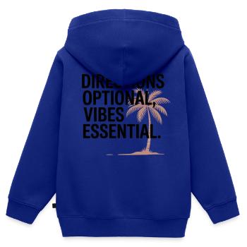 Itinéraire Optionnel Vibes Essentiel GIS Voyage - Sweat Premium à capuche zippé enfant bio - bleu roi - Dos - AI Model Kid Male (0cm)