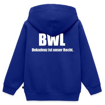 Dekadenz BWL - Kinder Premium Organic Zip Hoodie - Royalblau - Hinten - AI Model Kid Male (0cm)