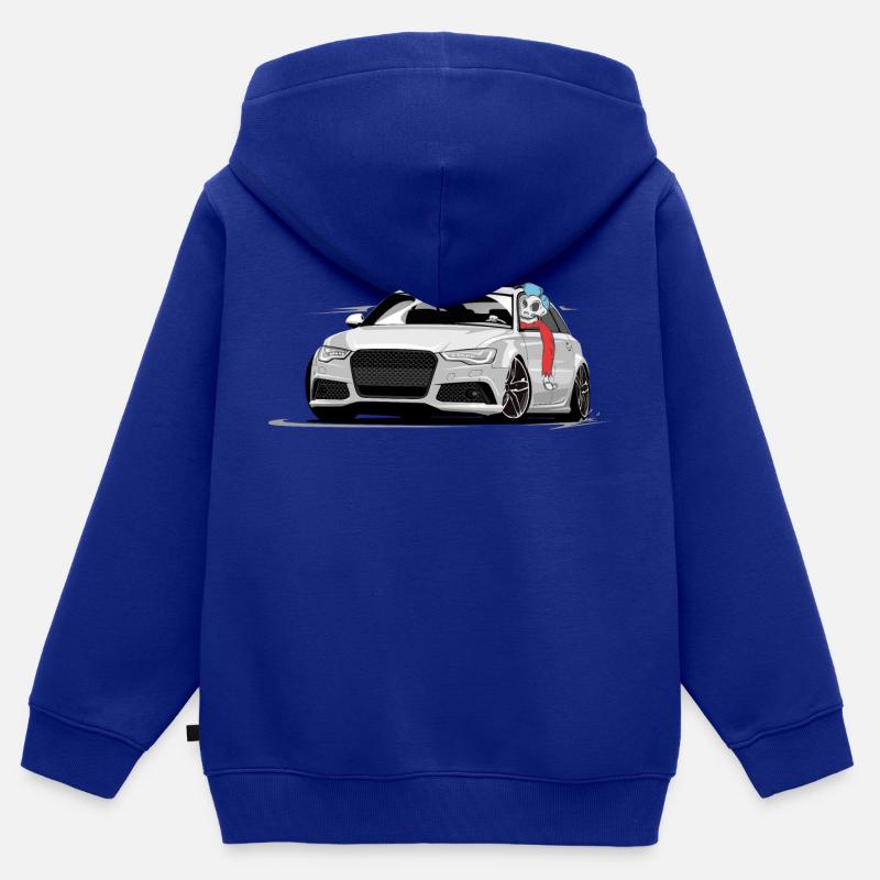 RS6 C7 A6 4G Skulldriver - Sweat Premium à capuche zippé enfant bio - bleu roi