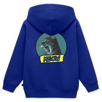 Chat meow Cat - Sweat Premium à capuche zippé enfant bio - bleu roi - Dos - AI Model Kid Male (0cm)