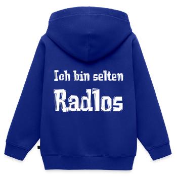 Ich bin selten Radlos - Kinder Premium Organic Zip Hoodie - Royalblau - Hinten - AI Model Kid Male (0cm)