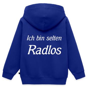 Ich bin selten Radlos - Kinder Premium Organic Zip Hoodie - Royalblau - Hinten - AI Model Kid Male (0cm)