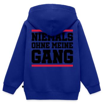 Niemals Ohne Meine Gang - Kinder Premium Organic Zip Hoodie - Royalblau - Hinten - AI Model Kid Male (0cm)