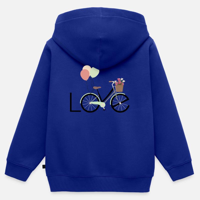 J'aime ma conception de vélo - Sweat Premium à capuche zippé enfant bio - bleu roi