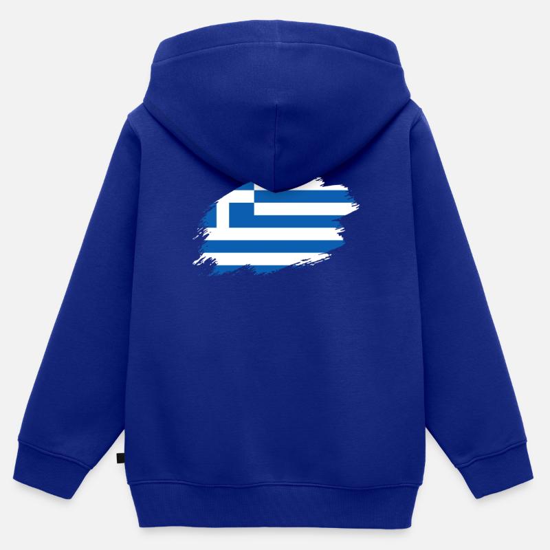 Drapeau grec - Sweat Premium à capuche zippé enfant bio - bleu roi