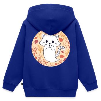 Cat spirit with autumn pattern - Kids Premium Organic Zip-up Hoodie - royal blue - Back - AI Model Kid Male (0cm)