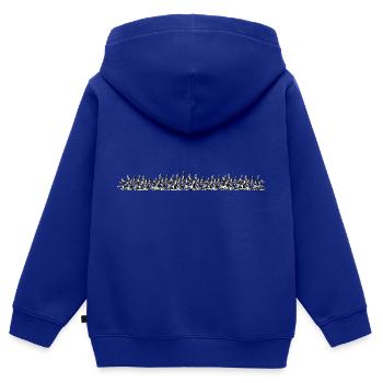 ligne de sol peinte en gris brillant dentelé - Sweat Premium à capuche zippé enfant bio - bleu roi - Dos - AI Model Kid Male (0cm)