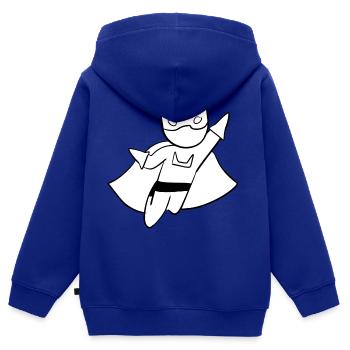 héros super-héros méchant adversaire méchant - Sweat Premium à capuche zippé enfant bio - bleu roi - Dos - AI Model Kid Male (0cm)