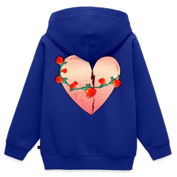 Heart Rose Scars Red Symbol - Kids Premium Organic Zip-up Hoodie - royal blue - Back - AI Model Kid Male (0cm)