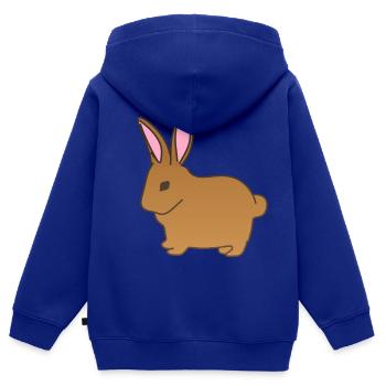 Rabbit animal symbol mammal brown - Kids Premium Organic Zip-up Hoodie - royal blue - Back - AI Model Kid Male (0cm)