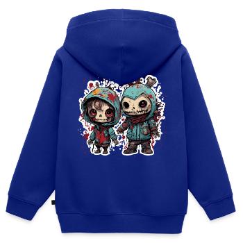 Horror Puppe / Halloween / gruselig / düster - Kinder Premium Organic Zip Hoodie - Royalblau - Hinten - AI Model Kid Male (0cm)