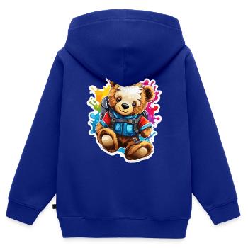 Teddybär / Kuscheltier / Stofftier / Geschenkidee - Kinder Premium Organic Zip Hoodie - Royalblau - Hinten - AI Model Kid Male (0cm)