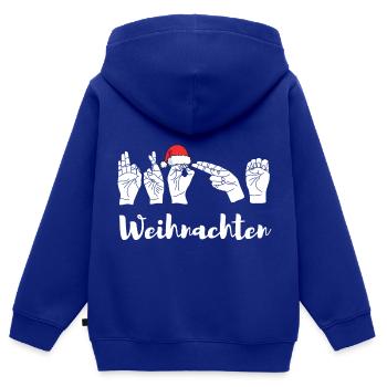 Frohe Weihnachten in Gebärdensprache - Kinder Premium Organic Zip Hoodie - Royalblau - Hinten - AI Model Kid Male (0cm)