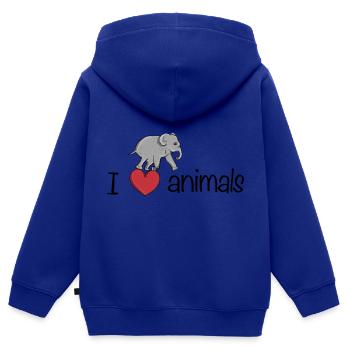 ich liebe tiere elefant tierliebe - Kinder Premium Organic Zip Hoodie - Royalblau - Hinten - AI Model Kid Male (0cm)