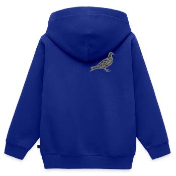 C'est arrivé près de chez vous - Poème Pigeon - Sweat Premium à capuche zippé enfant bio - bleu roi - Dos - AI Model Kid Male (0cm)