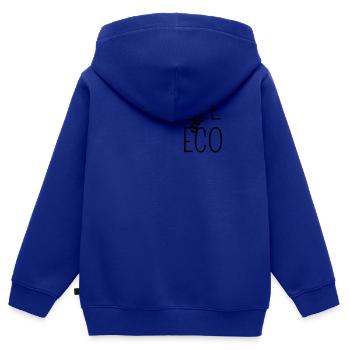 Bee eco 💚 Ecology - Bee - Ecological - Kids Premium Organic Zip-up Hoodie - royal blue - Back - AI Model Kid Male (0cm)