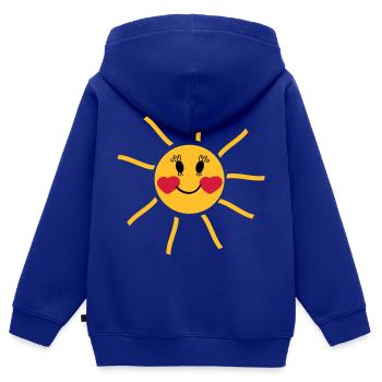 lachende Sonne mit Wangen in Herzform - Kinder Premium Organic Zip Hoodie - Royalblau - Hinten - AI Model Kid Male (0cm)