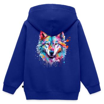 Wolf Wolfskopf Natur Wildnis Aquarell Bunt Kunst - Kinder Premium Organic Zip Hoodie - Royalblau - Hinten - AI Model Kid Male (0cm)