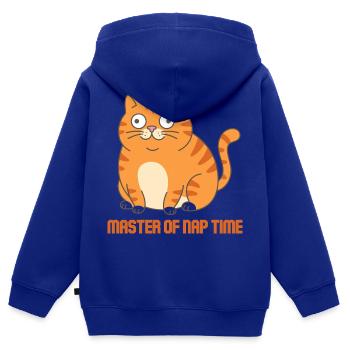 Master of Sleep Time Cat - Kids Premium Organic Zip-up Hoodie - royal blue - Back - AI Model Kid Male (0cm)