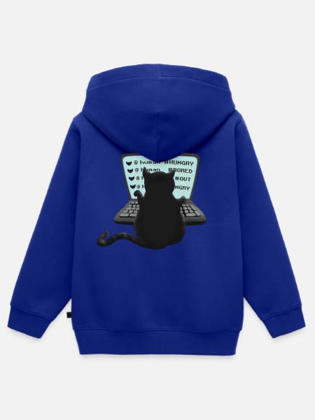 drôle de chat adolescent - Sweat Premium à capuche zippé enfant bio - bleu roi
