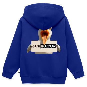 SUBKULTUR Möwe mit Schild - Kinder Premium Organic Zip Hoodie - Royalblau - Hinten - AI Model Kid Male (0cm)