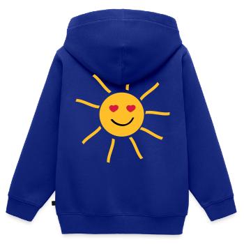 lachende Sonne mit Augen in Herzform - Kinder Premium Organic Zip Hoodie - Royalblau - Hinten - AI Model Kid Male (0cm)