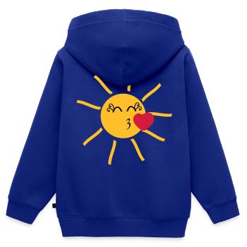 strahlende Sonne mit Kussmund und Herz - Kinder Premium Organic Zip Hoodie - Royalblau - Hinten - AI Model Kid Male (0cm)